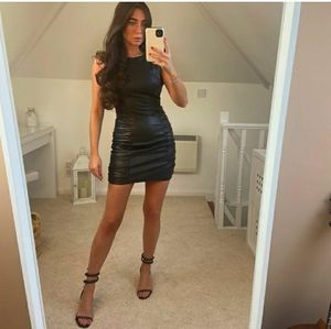 Zara ruched faux leather dress